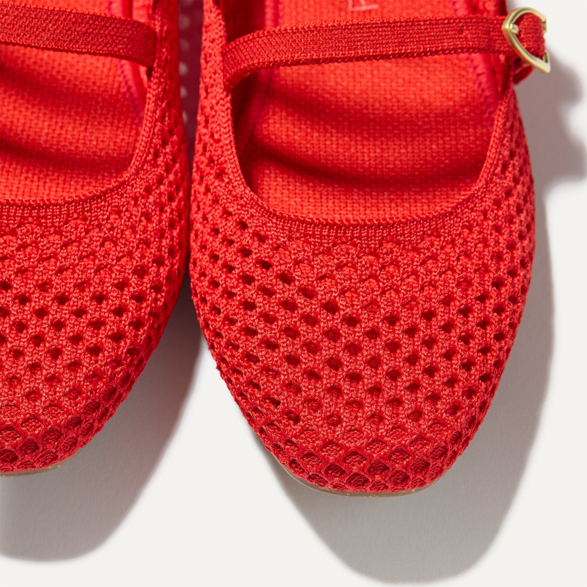 The Double Buckle Mary Jane - Bright Red Mesh