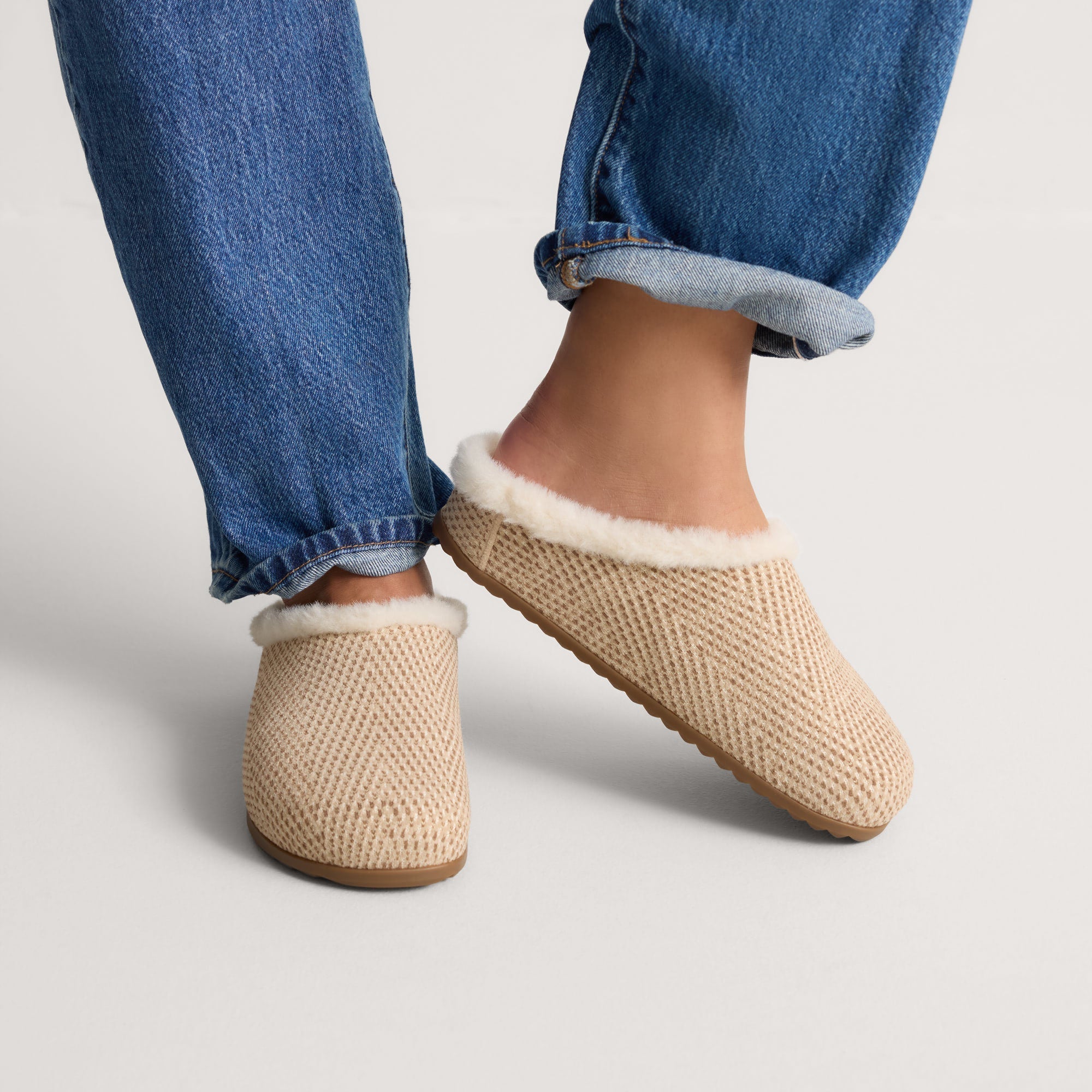 The Après Clog - ReVelvet™ Cream Herringbone